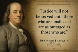 Benjamin Frankin quote about Justice and outrage