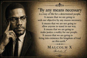 Malcolm X quote about by any means necessary
