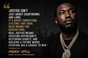 Philly rapper Meek Mill discussing justice, opportunity and dignity
